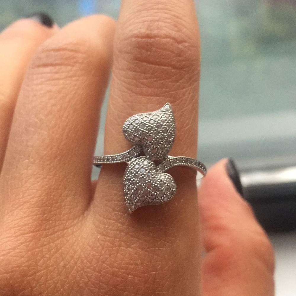 Pav Double Leaf Statement Ring - image 4